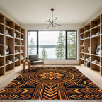 Symmetrical Amber Geometric Sunburst Rug
