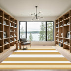 Modern Golden Neutral Horizontal Stripe Rug