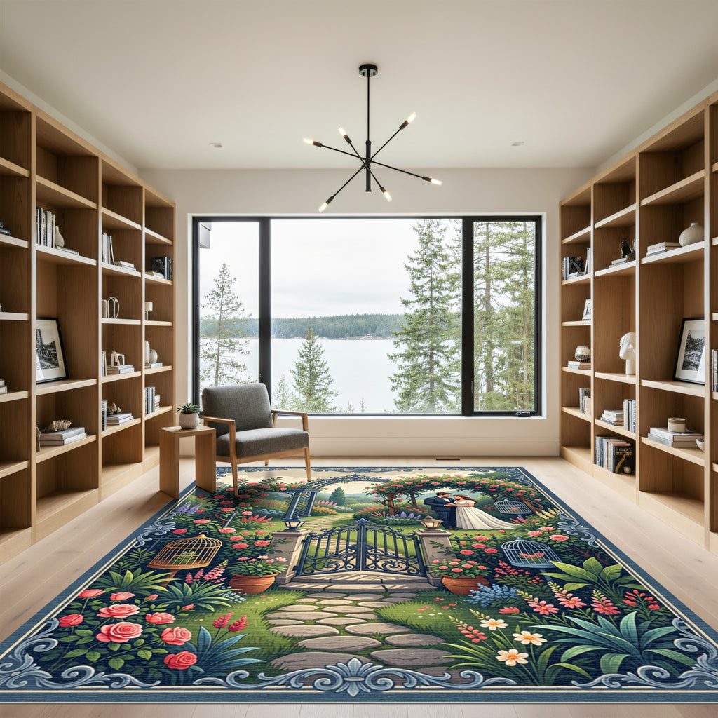 Romantic Floral Garden Wedding Arch Rug