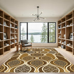 Golden Arabesque Medallion Lattice Rug