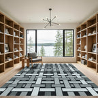 Gray Neutral Woven Interlocking Bands Rug