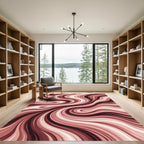 Abstract Crimson Fluid Swirl Rug