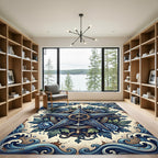 Nautical Star Rose Wave Art Rug