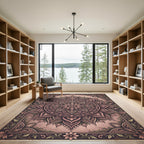 Dusty Rose Intricate Mandala Flower Rug