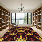 Royal Crimson Gold Crown Pattern Rug