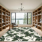 Lush Forest Green Tropical Ivy Foliage Rug