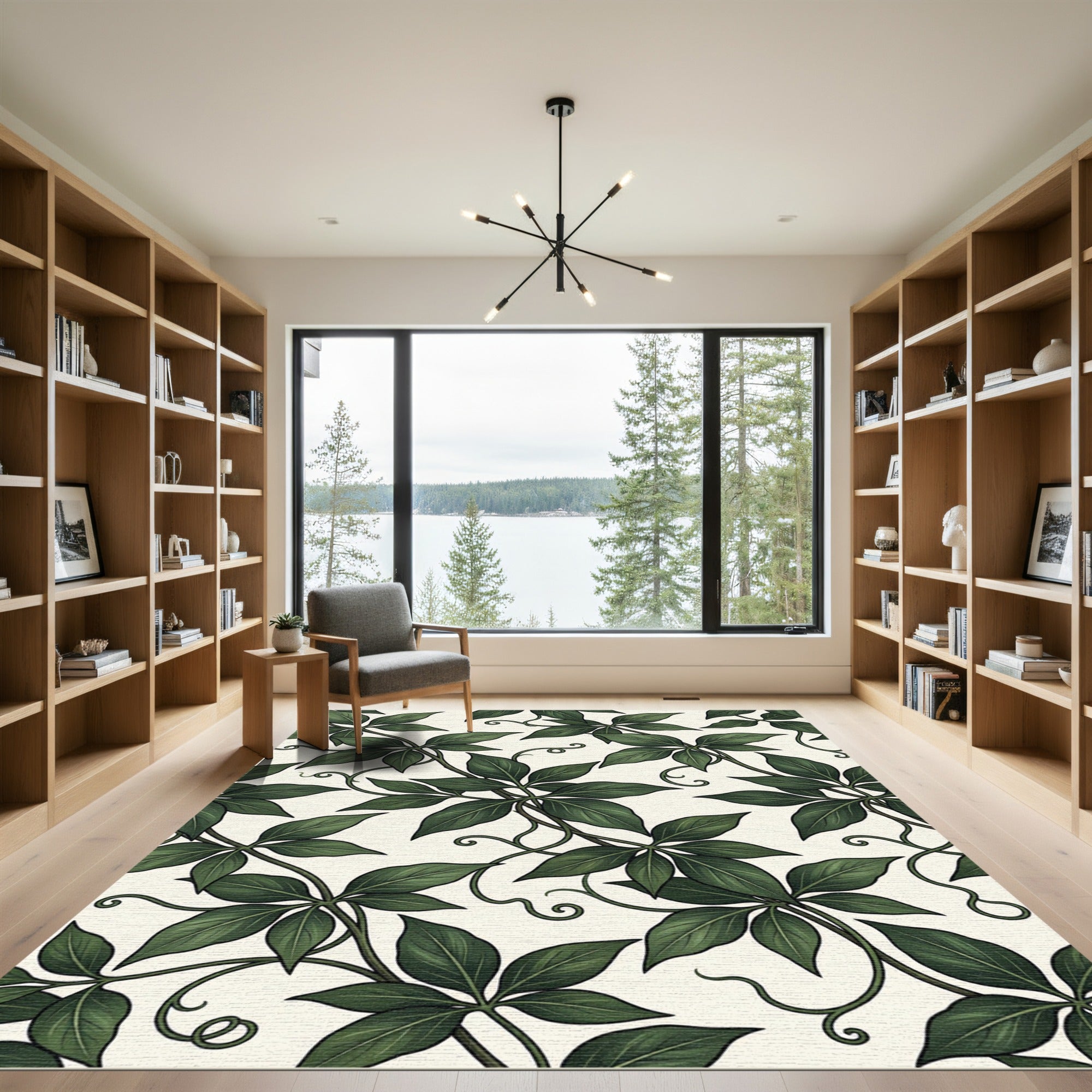 Lush Forest Green Tropical Ivy Foliage Rug