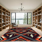 Geometric Lightning Step Chili Orange Rug