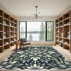 Ethereal Sage Botanical Floral Symmetry Rug
