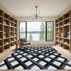 Monochrome Interlocking Diagonal Stripes Rug
