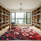 Crimson Cherry Blossom Branches Rug