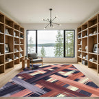 Abstract Painted Crosshatch Earth Tone Rug