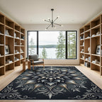 Gothic Silver Floral Mandala Medallion Rug