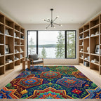 Intricate Royal Jewel Tone Medallion Rug