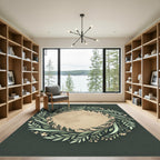 Green Floral Wreath Botanical Frame Rug