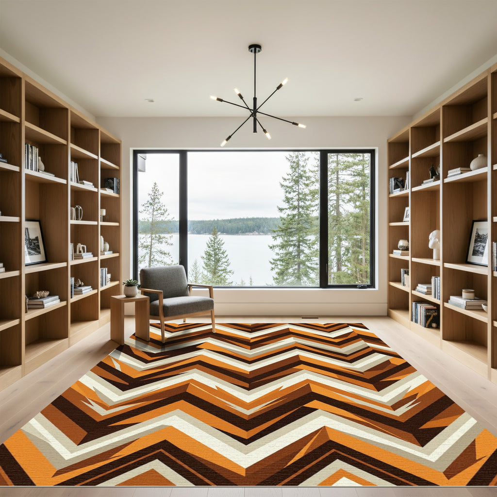 Geometric Zigzag Stripes Rug