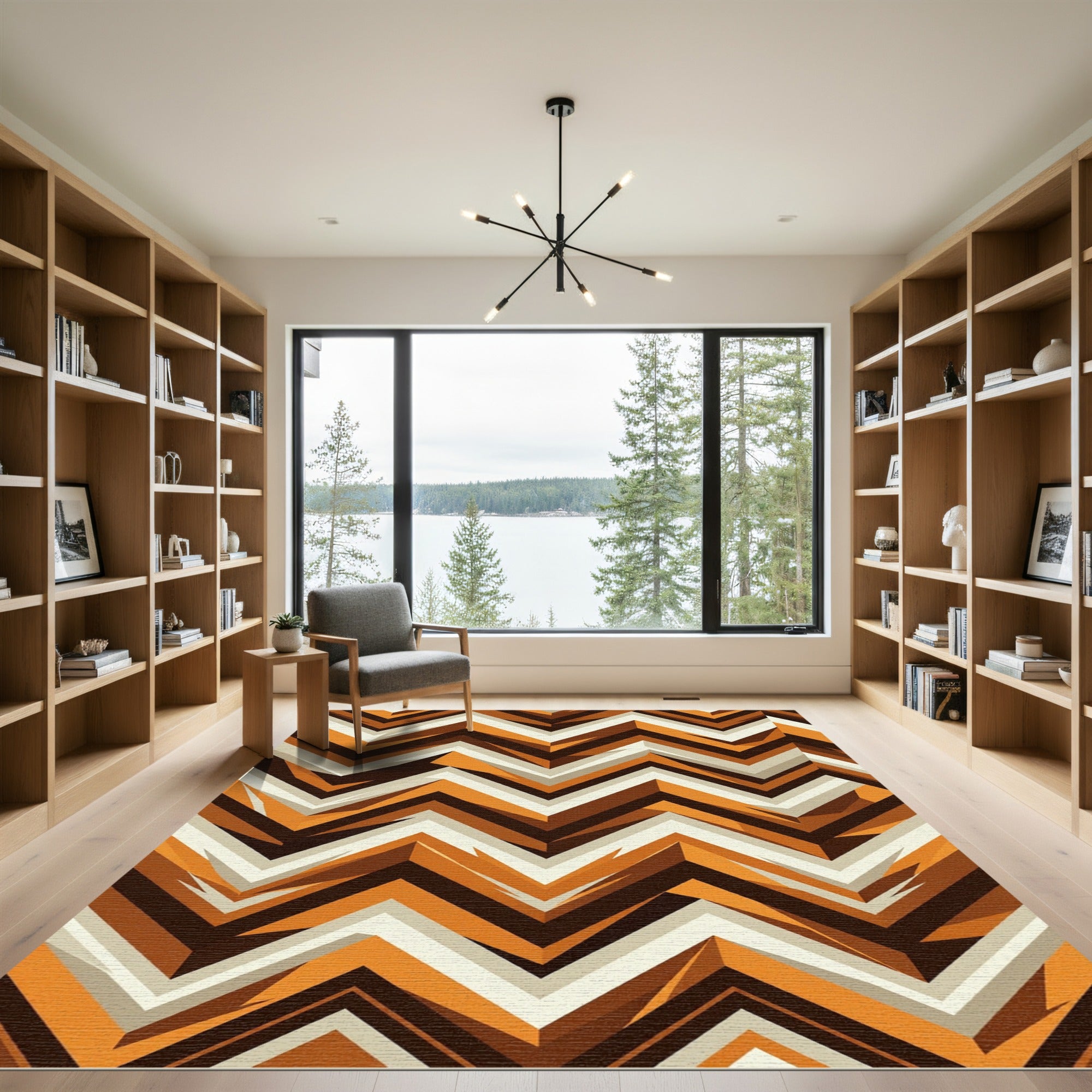 Geometric Zigzag Stripes Rug