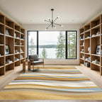 Earthy Sand Tone Abstract Wave Rug