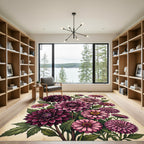 Burgundy Pink Dahlia Flower Bouquet Rug