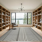 Minimalist Linear Monochrome Vertical Stripe Rug