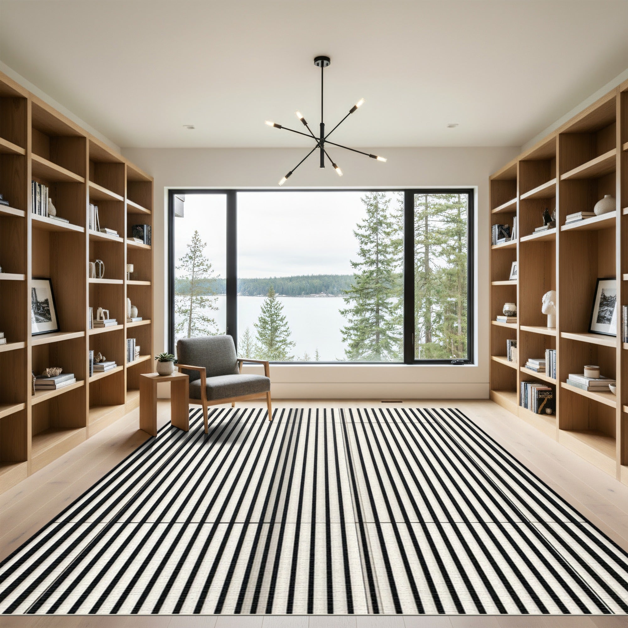 Minimalist Linear Monochrome Vertical Stripe Rug
