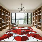 Crimson Heart Shaped Puzzle Collage Rug