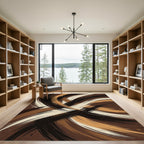 Abstract Chocolate and Cream Swirl Rug