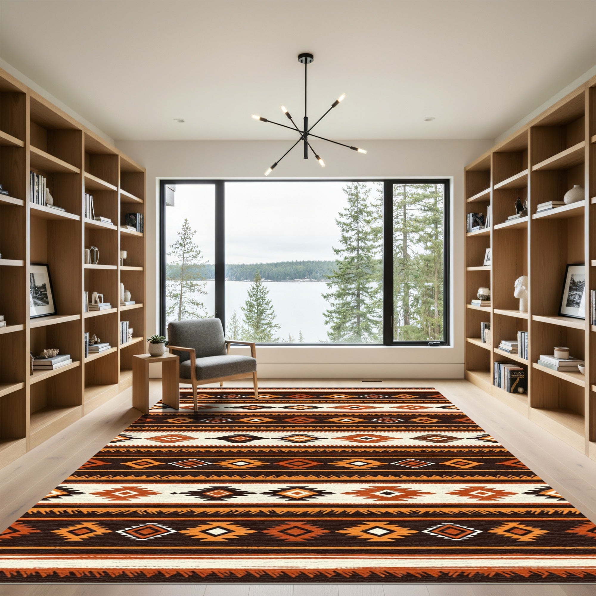 Earthy Southwestern Geometric Diamond Striped Tapestry Rug