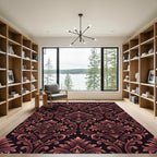 Refined Copper Damask Scroll Medallion Rug
