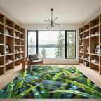 Lush Green Dragonfly Morning Dew Meadow Rug