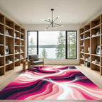 Vibrant Magenta Crimson Abstract Wave Rug