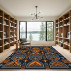 Orange Hourglass Geometric Tribal Rug