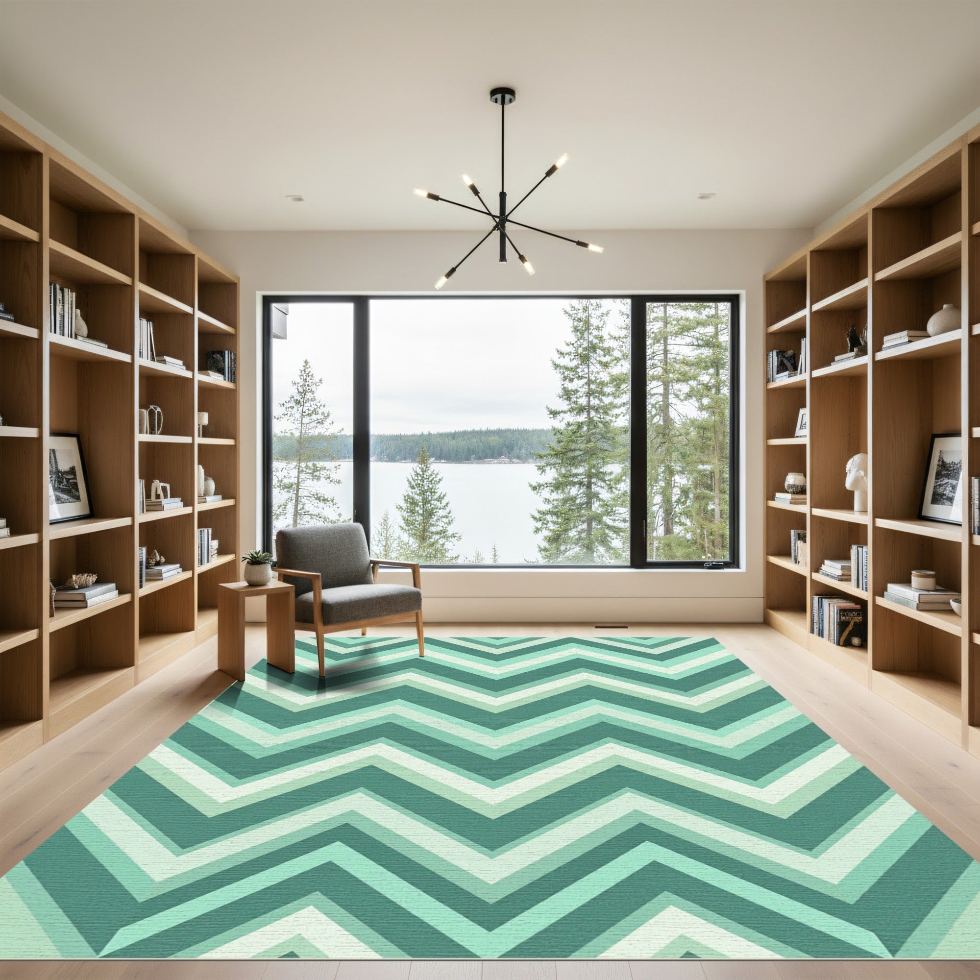 Aqua Teal Chevron Stripes Rug