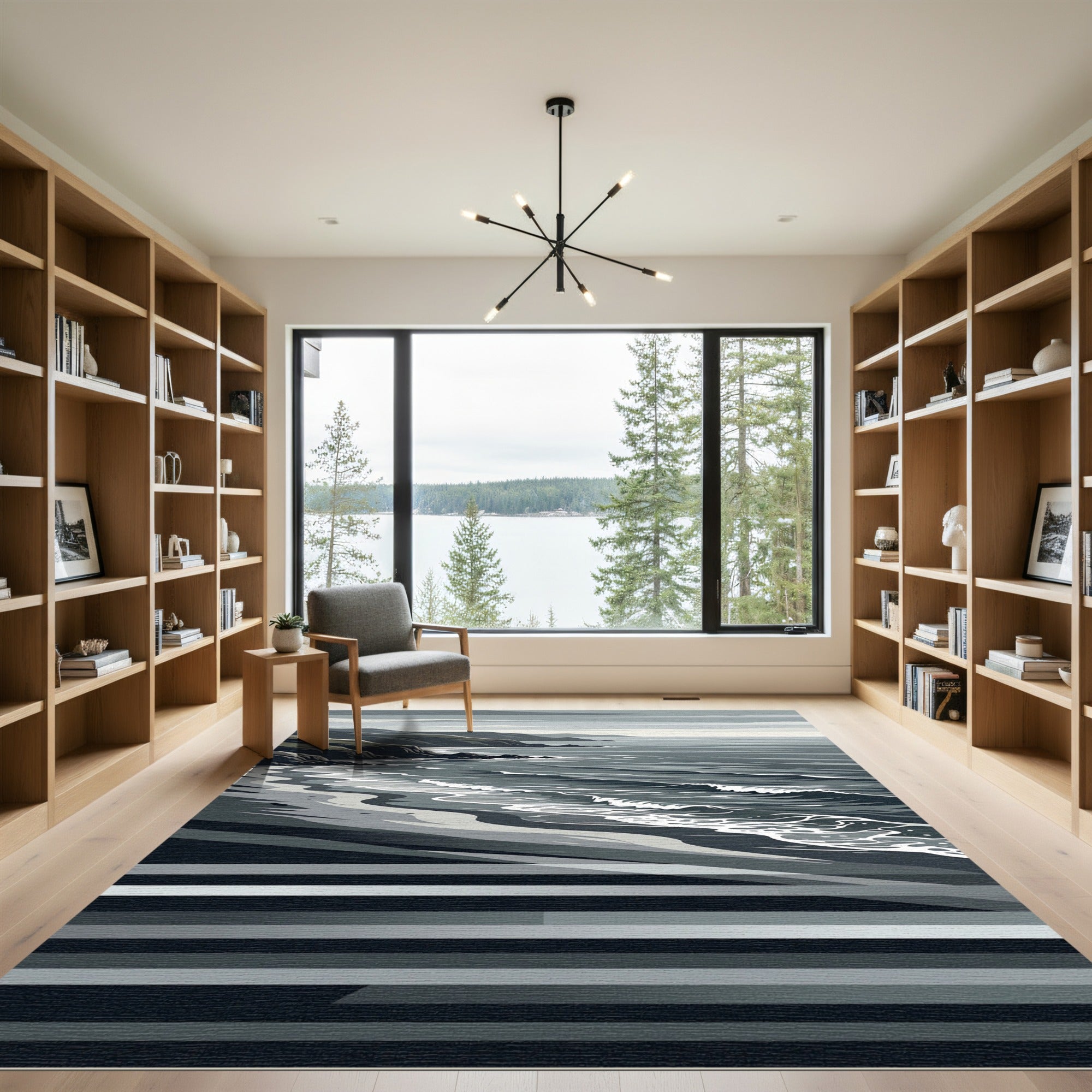 Coastal Waves Stripe Scene Rug