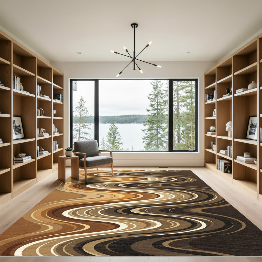 Earthy Swirling Tones Abstract Rug