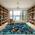 Lush Tropical Toucan Jungle Foliage Rug