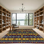 Tribal Arrow Stripes Yellow Crimson Rug