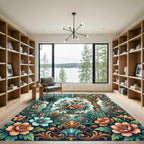 Elegant Floral Archway Botanical Tapestry Rug