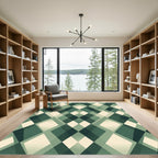 Earthy Green Diamond Mosaic Rug
