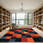 Modern Tomato Slice Geometric Block Rug