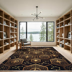 Golden Constellation Compass Hexagons Rug