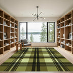 Classic Olive Plaid Tartan Check Rug