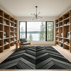 Dark Gray Wood Grain Chevron Rug