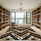 Tribal Brown Geometric Chevron Totem Rug
