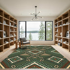 Sage Geometric Chain Link Stepped Tile Rug