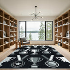Monochrome Silver Trophy and Medal Grid Rug