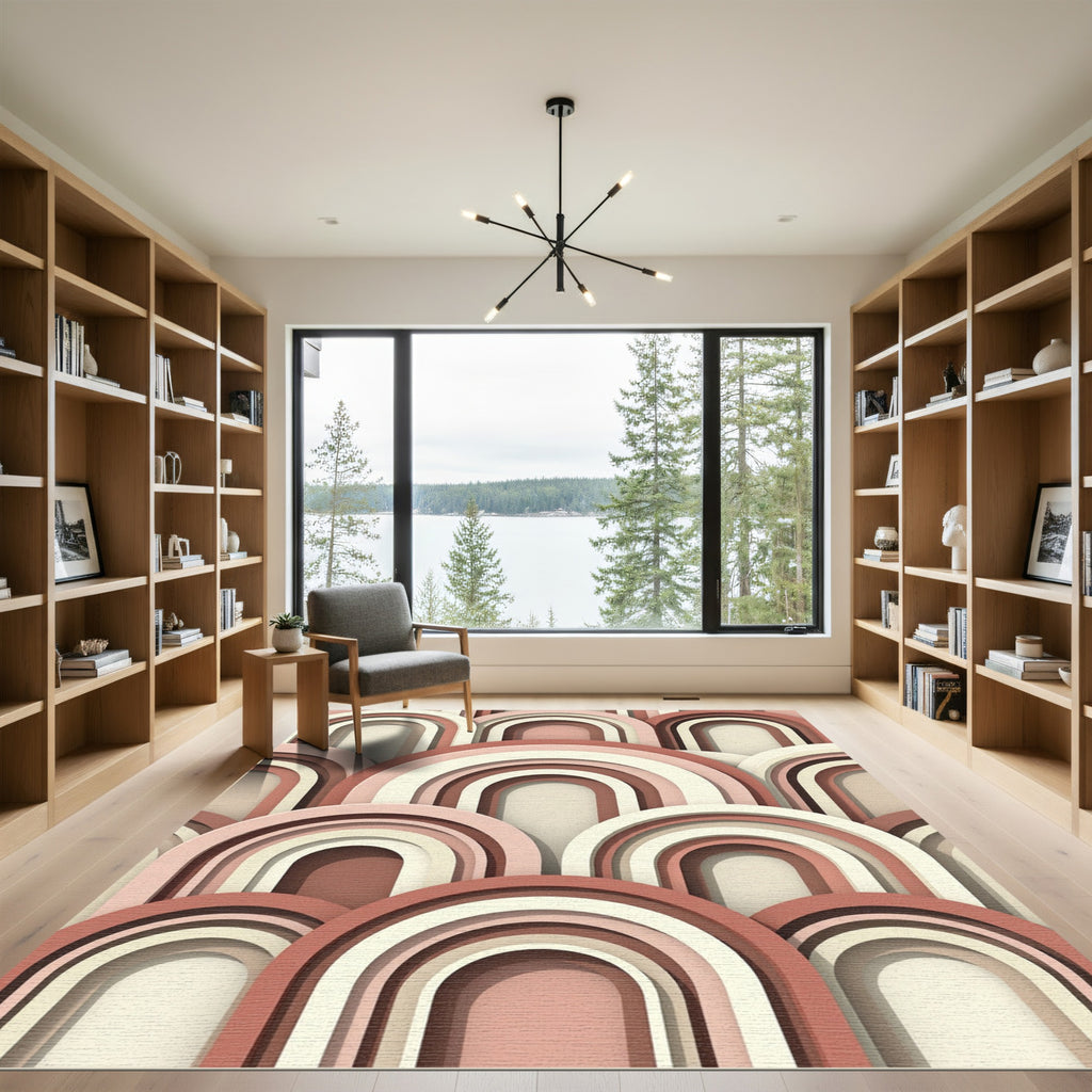 Terracotta Arch Boho Midcentury Layered Curves Rug