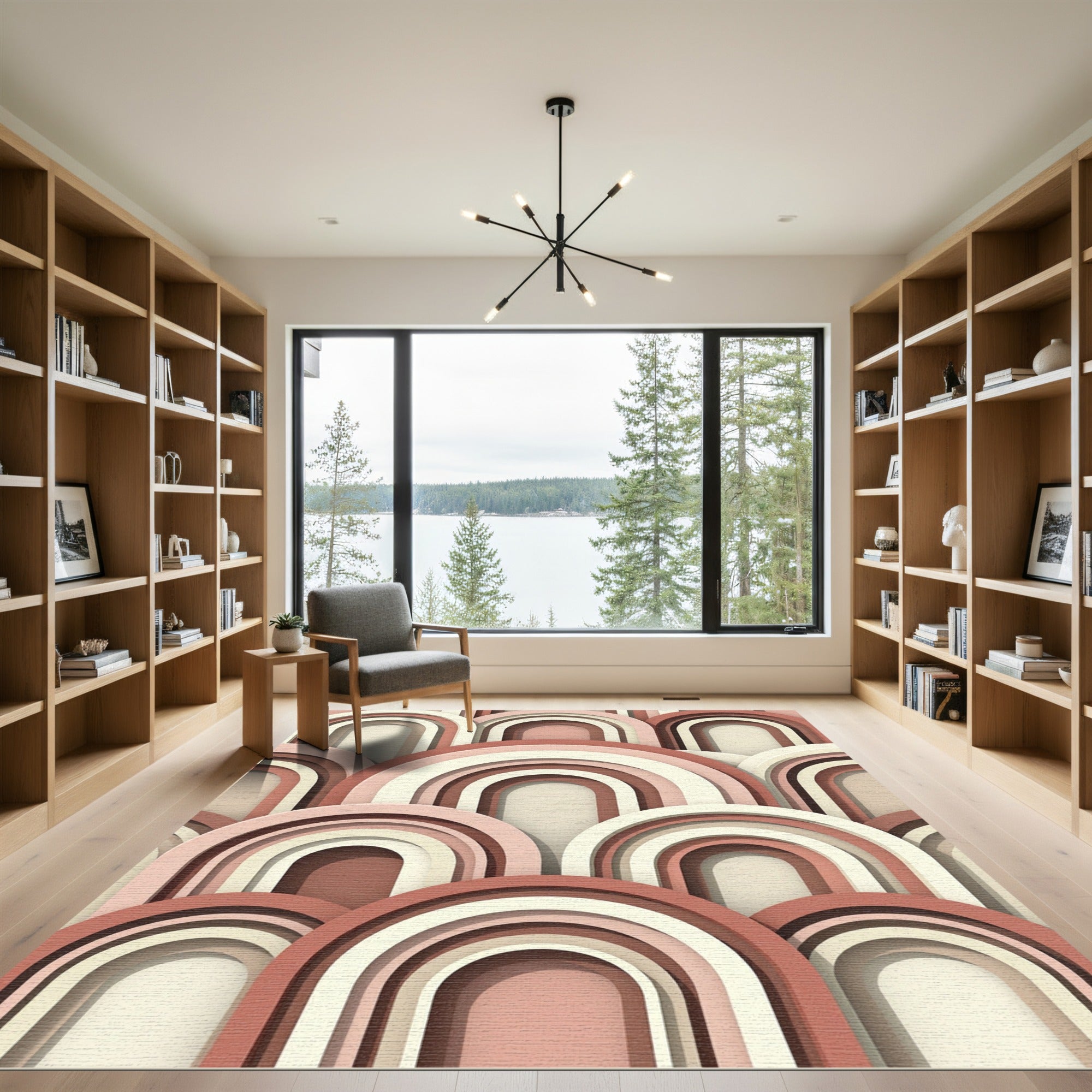 Terracotta Arch Boho Midcentury Layered Curves Rug