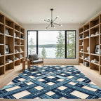 Lattice Blue Geometric Nordic Cross Rug