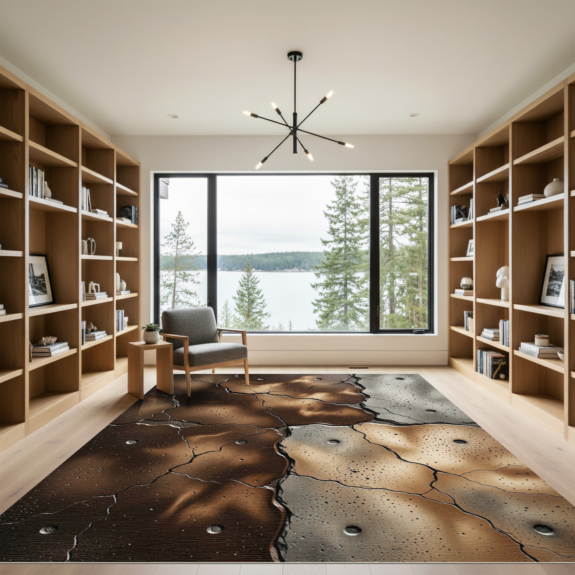 Cracked Metal Earth Tones Rug
